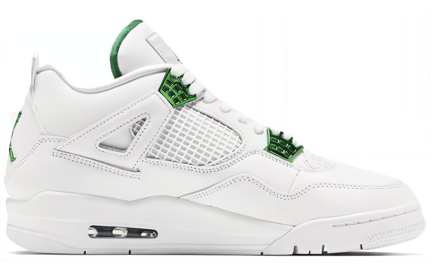 Унисекс кроссовки Jordan Air Jordan 4 retro "green metallic" (бело-зеленые) — фото 2