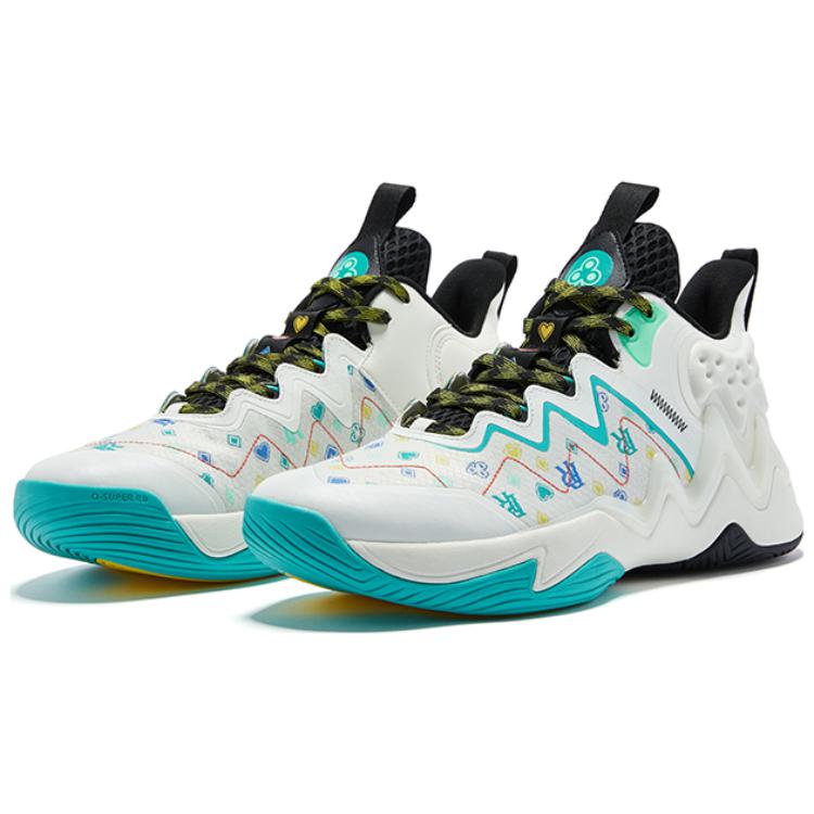 QIAODAN Shui Textile, Synthetic Leather, TPU Rebound Low top Basketball Shoes Men’s White Blue