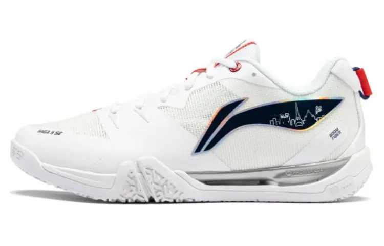Li Ning Saga II SE Slip Resistant Abrasion Resistant Low top Badminton Shoes Unisex White