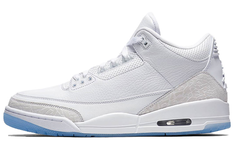 Мужские кроссовки Jordan Jordan Air Jordan 3 retro pure white OG 2018 (бело-синие)