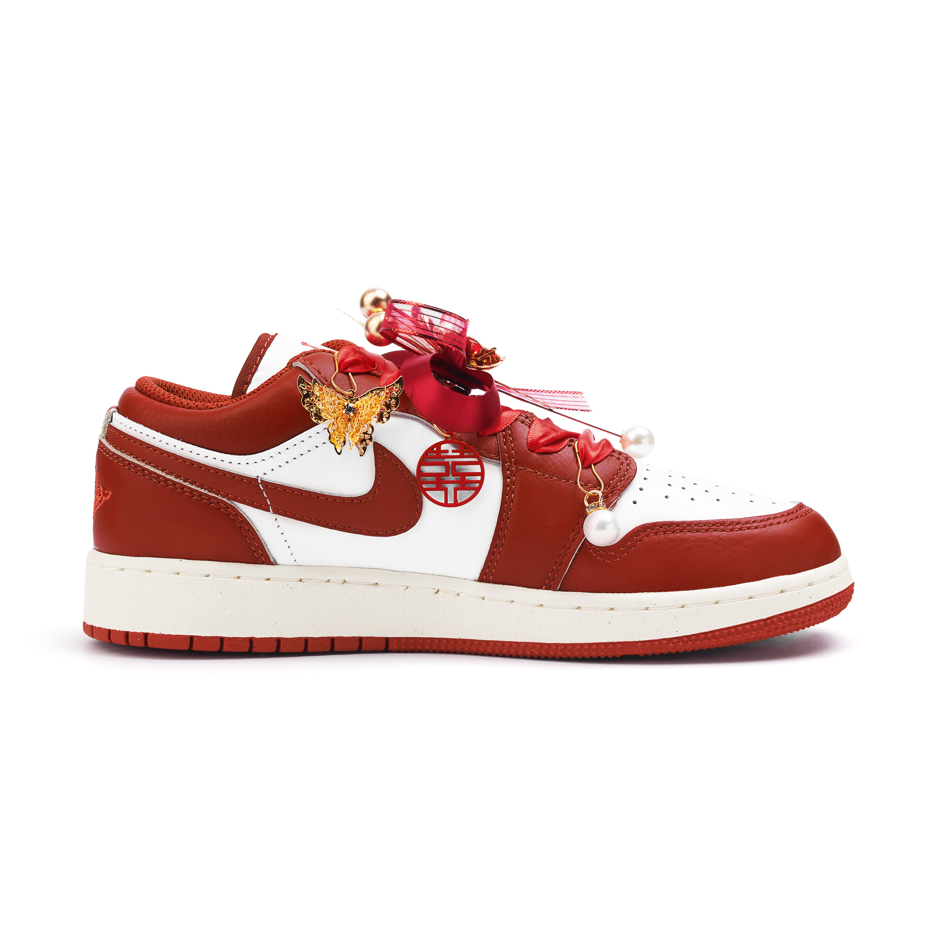 Jordan Air Jordan 1 Slip Resistant Abrasion Resistant Low top Vintage Basketball Shoes Women’s Red