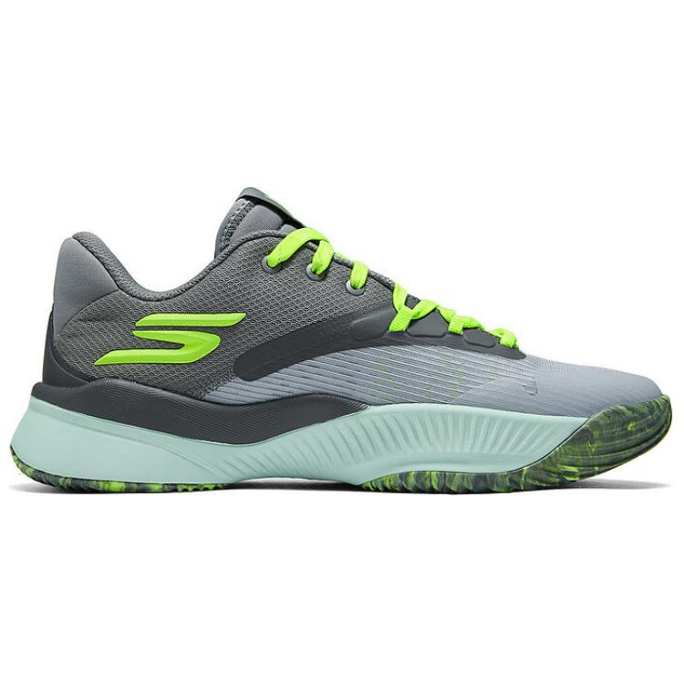 Skechers Abrasion Resistant Low top Basketball Shoes Men’s Gray Green