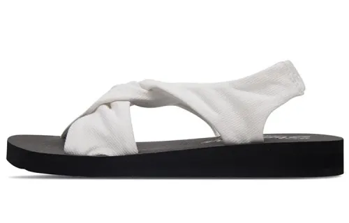 Skechers Meditation Denim One Strap Sandals Flat Women's White