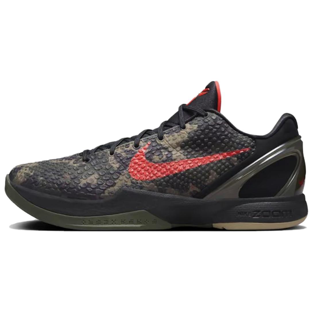 Nike Zoom Kobe 6 Protro \"Italian Camo\" Low-top Basketball Shoes Men and Women Black and Red