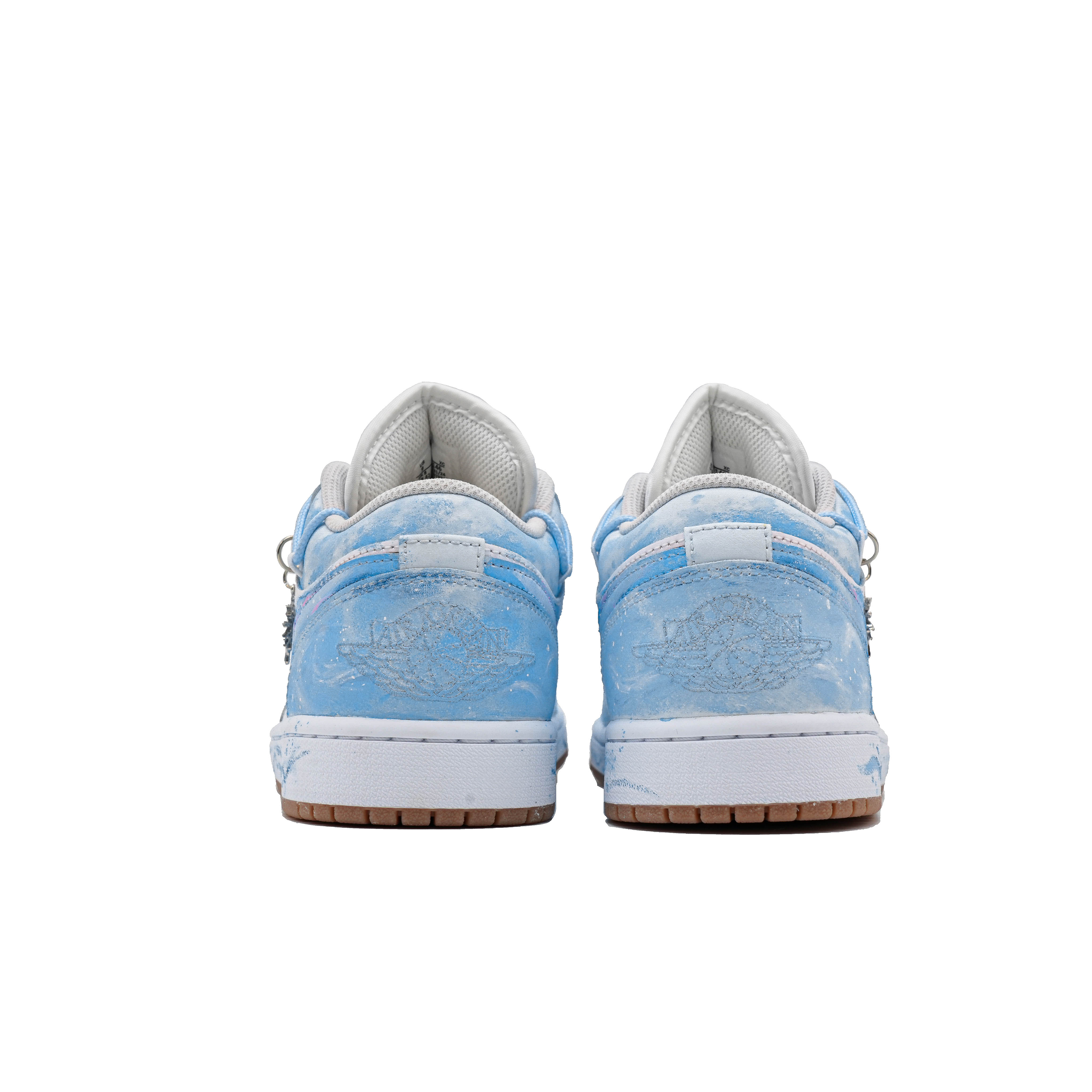Jordan Air Jordan 1 Colored Glaze Sea Abrasion Resistant Low top Vintage Basketball Shoes Unisex Ocean Blue