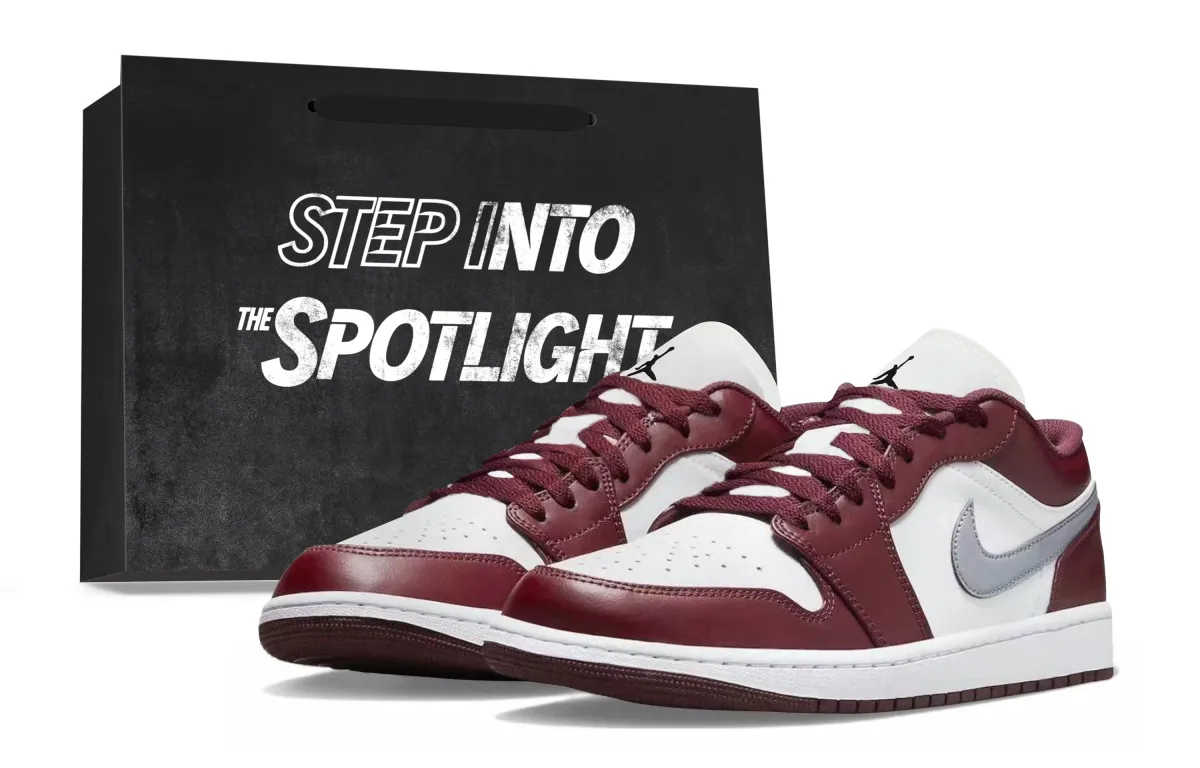 Jordan Air Jordan 1 Low top Vintage Basketball Shoes Unisex Burgundy