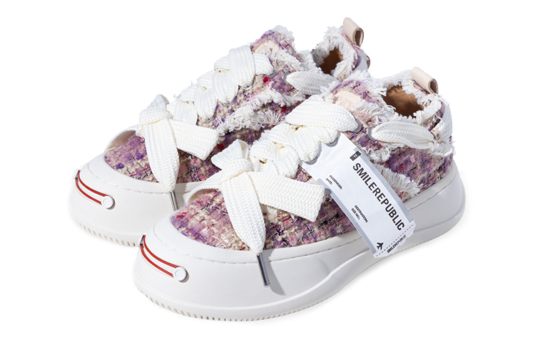 SMILEREPUBLIC Open Ended Smiling Collection Abrasion Resistant Low top Canvas Shoes Unisex Purple