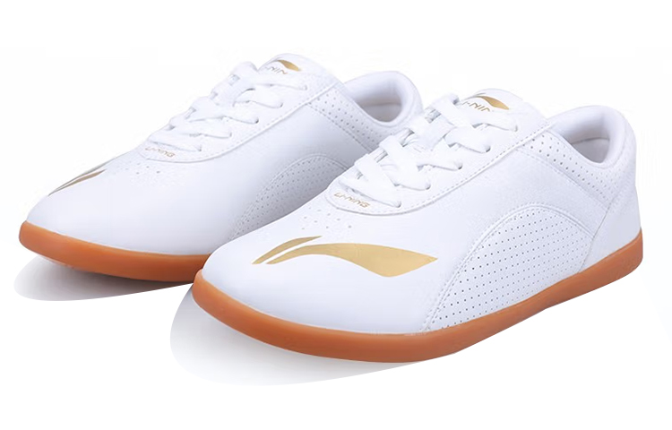 Li Ning Tai Chi Slip Resistant, Abrasion Resistant, Breathable Low top Training Shoes Unisex White Yellow