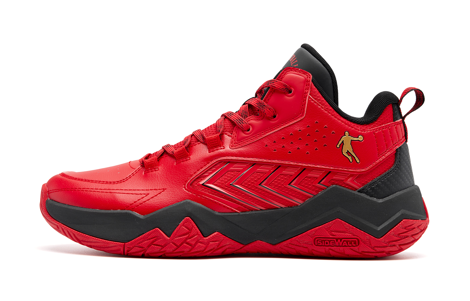 QIAODAN Cushioning, Wear Resistant Mid Top Basketball Shoes Men’s Red Black