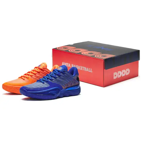 Anta Zap 2 Cushioning, Wear Resistant Low top Basketball Shoes Men's Blue Orange
