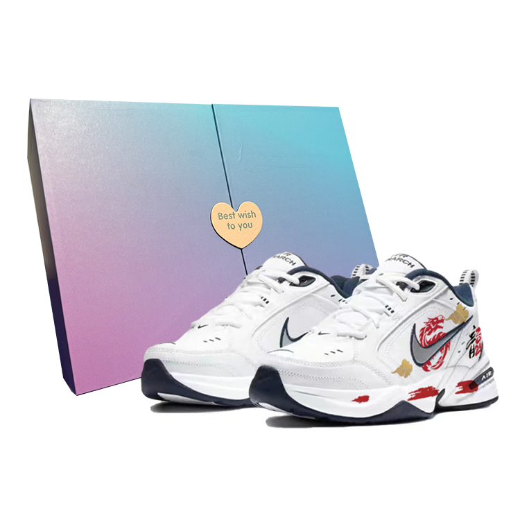 Nike Air Monarch 4 Slip Resistant Abrasion Resistant Low top Chunky Sneakers Unisex Blue White Red