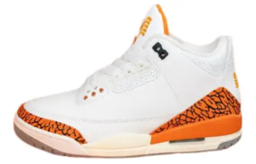 Jordan Air Jordan 3 Abrasion Resistant Breathable Mid top Vintage Basketball Shoes Men's White Orange