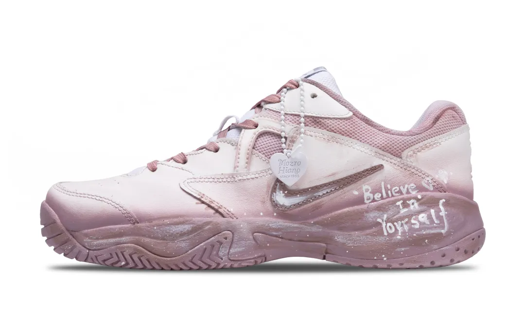 Nike Court Lite Love Confession Rose Synthetic Leather Abrasion Resistant Low top Tennis Shoes Women's Pink