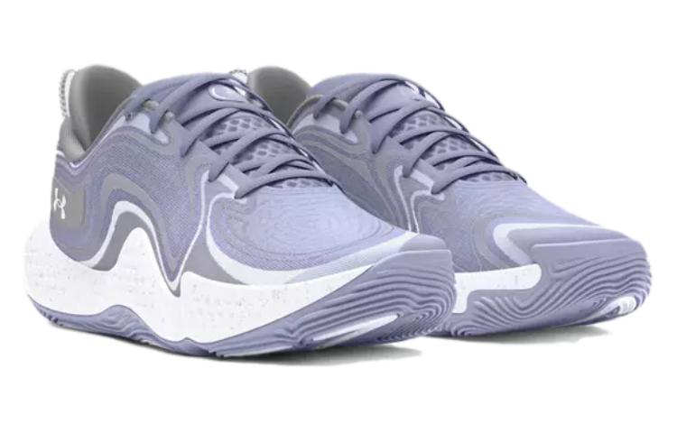 Under Armour UA Spawn 6 Slip Resistant Abrasion Resistant Low top Basketball Shoes Unisex White Purple