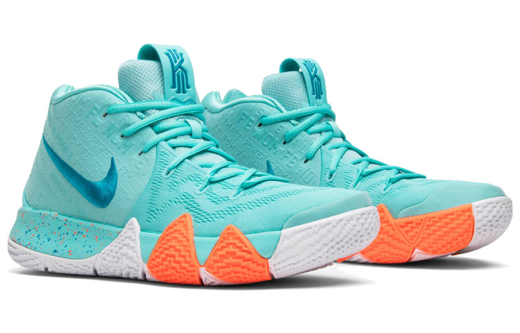 Мужские кроссовки Nike Kyrie 4 Power Is Female OG — 绿松石/橙/白 — фото 3