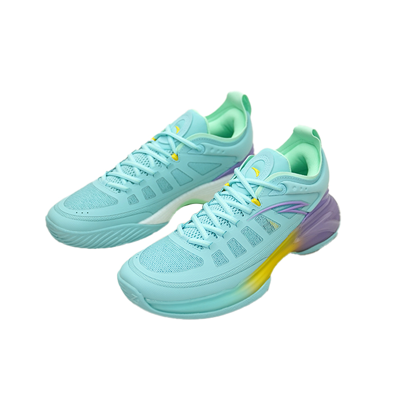 Anta Cushioning Slip Resistant Abrasion Resistant Low top Basketball Shoes Men’s Mint Blue/Light Orchid Purple