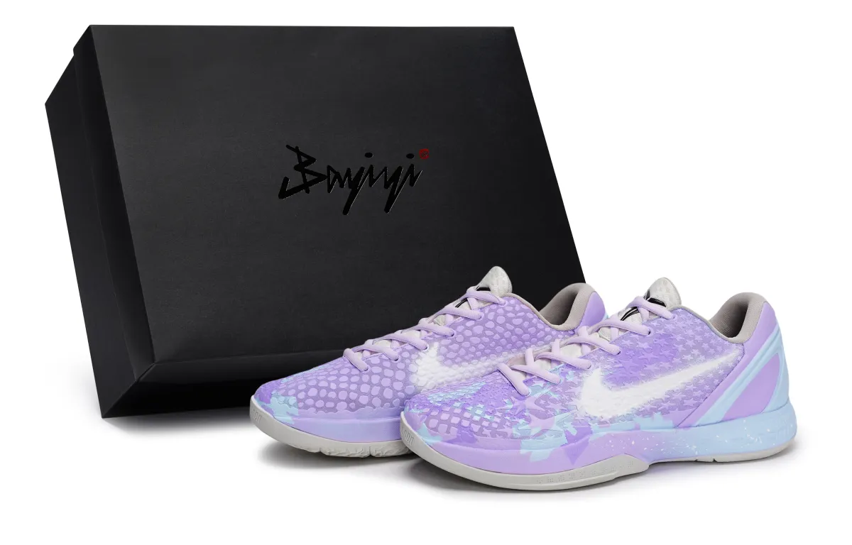 Nike Zoom Kobe 6 Low top Basketball Shoes Men's White Blue Purple