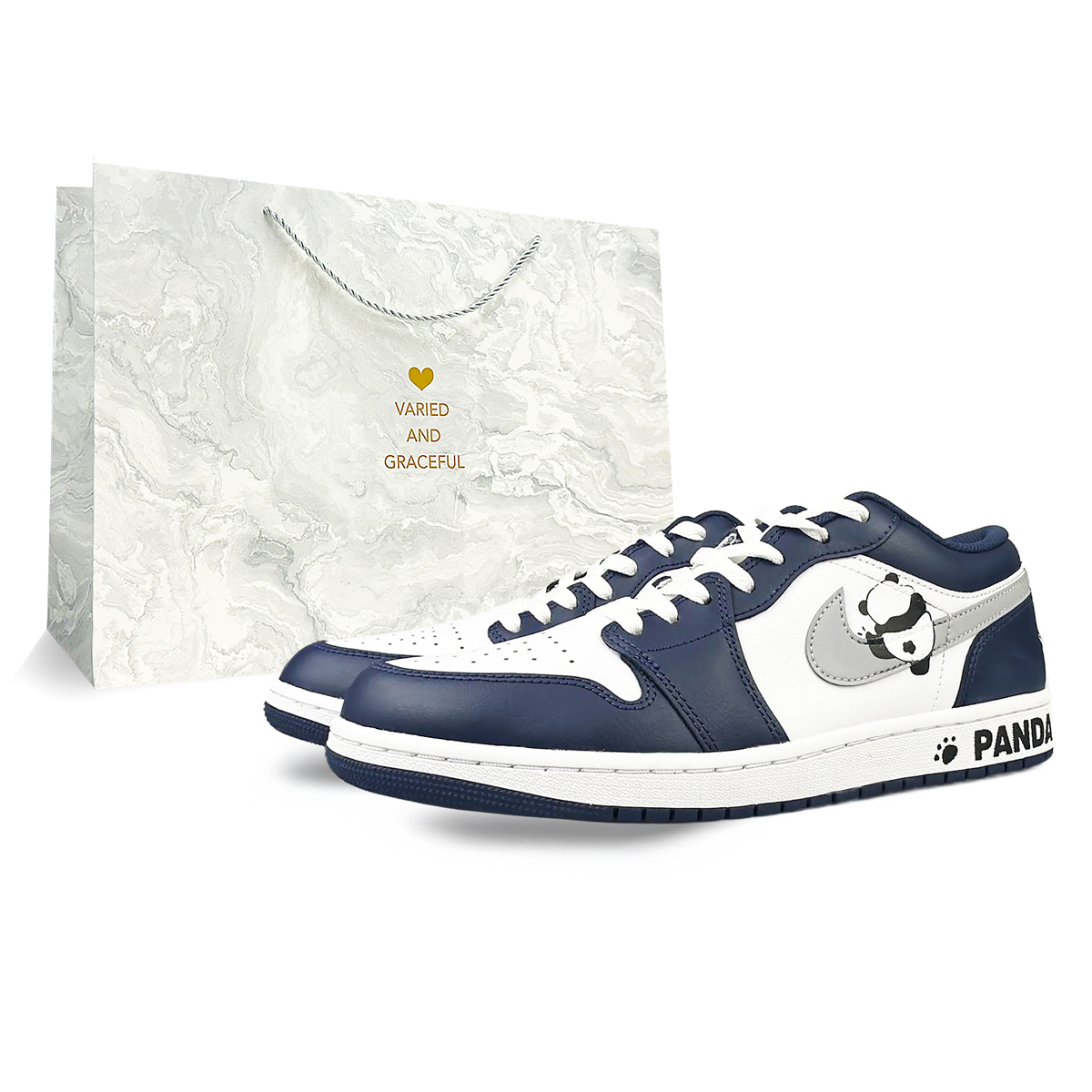 Jordan Air Jordan 1 Slip Resistant Abrasion Resistant Low top Vintage Basketball Shoes Men’s White Blue