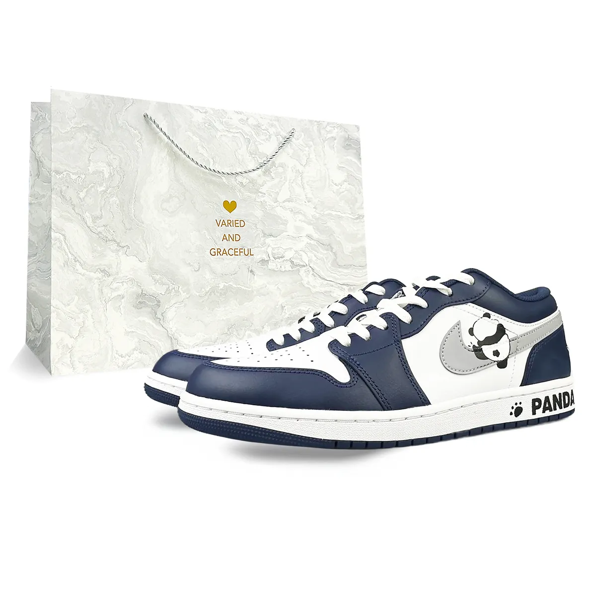 Jordan Air Jordan 1 Slip Resistant Abrasion Resistant Low top Vintage Basketball Shoes Men's White Blue