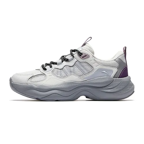 Anta Cushioning, Wear Resistant Low top Chunky Sneakers Women's Gray Silver Purple