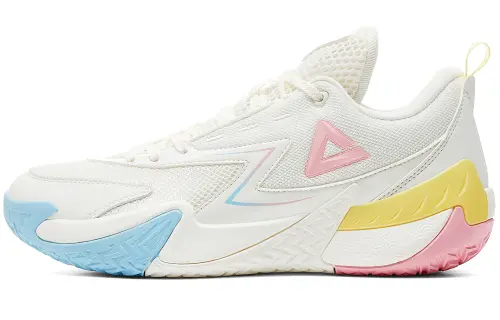 Peak Outfield Dominator V2 Ration Shoes Ice Cream SWR Rubber Quick Start Low Top Basketball Shoes Men's Super Light White Pink
