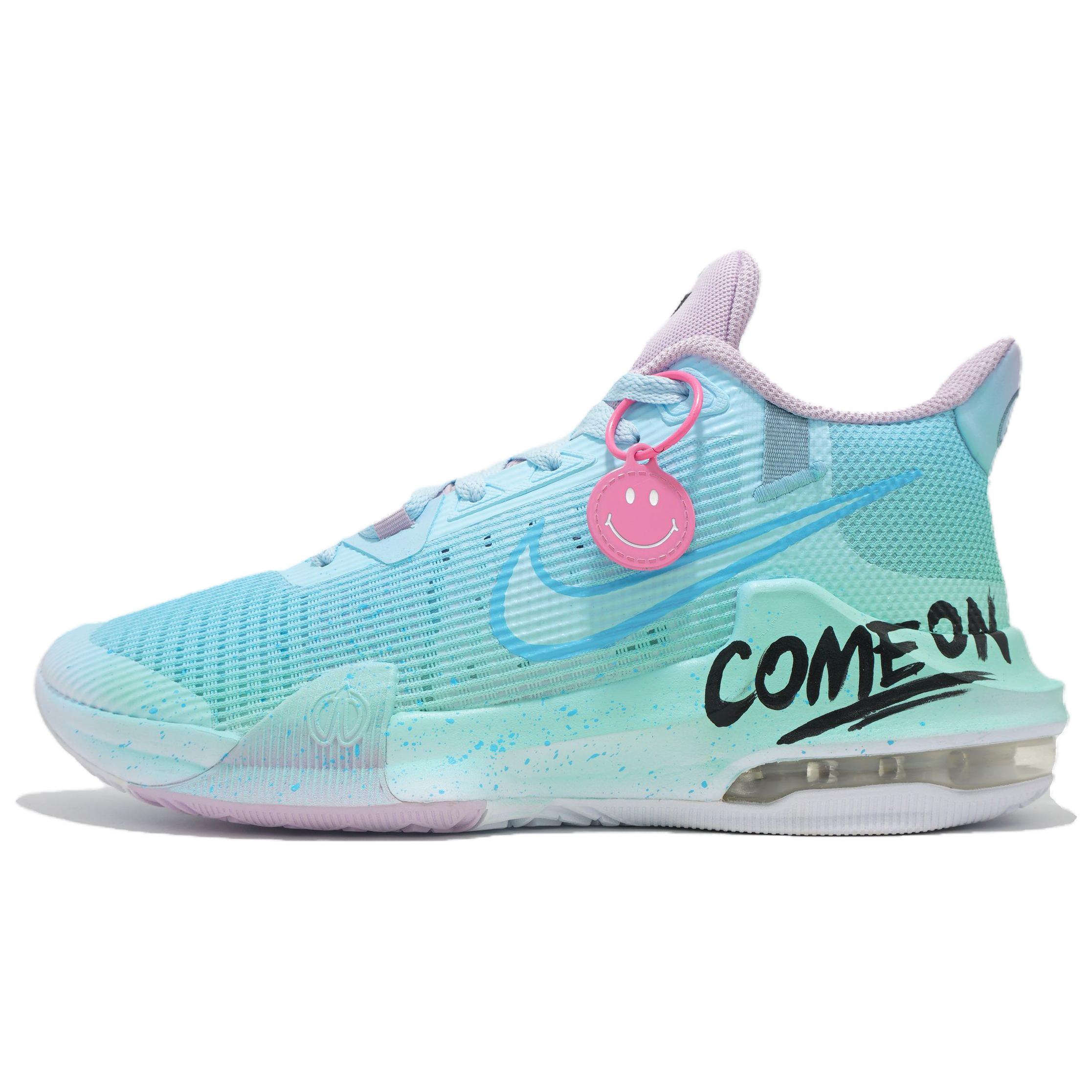 Nike Air Max Impact 3 Fabric Cushioning Slip Resistant Abrasion Resistant Mid top Basketball Shoes Unisex Light Blue