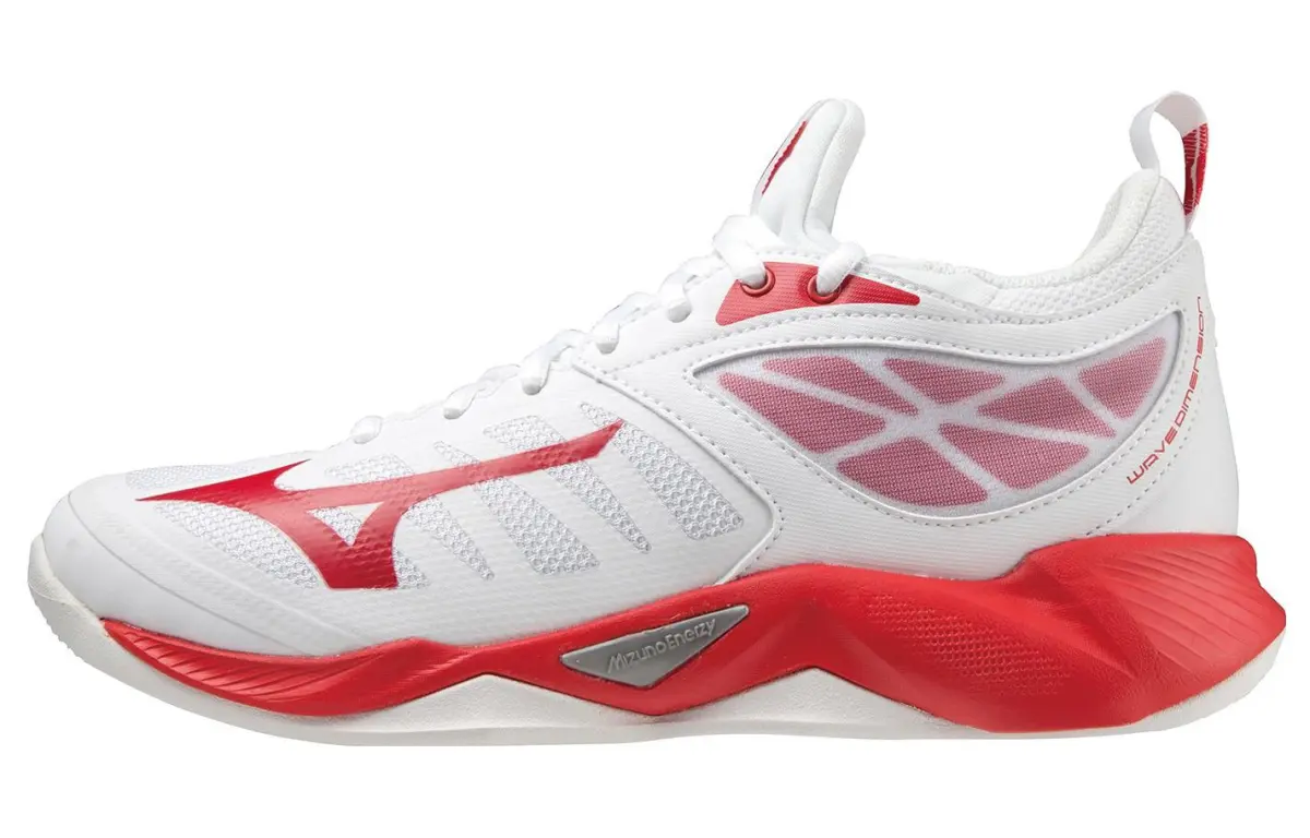 Mizuno Wave Dimension Comfortable Slip Resistant Abrasion Resistant Low top Volleyball Shoes Women's White Red