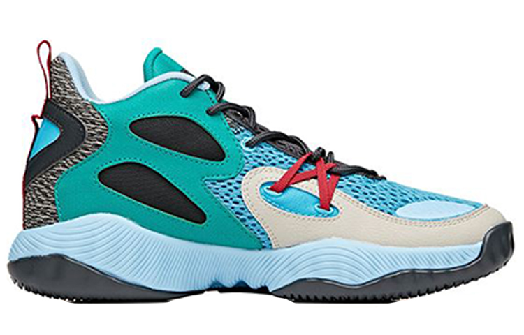 Anta Wind Tunnel 1 Slip Resistant, Abrasion Resistant, Lightweight Mid top Basketball Shoes Men’s Blue Green