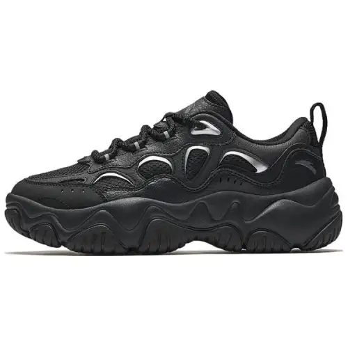 Anta Firefly Slip Resistant Abrasion Resistant Low top Chunky Sneakers Women's Black Silver