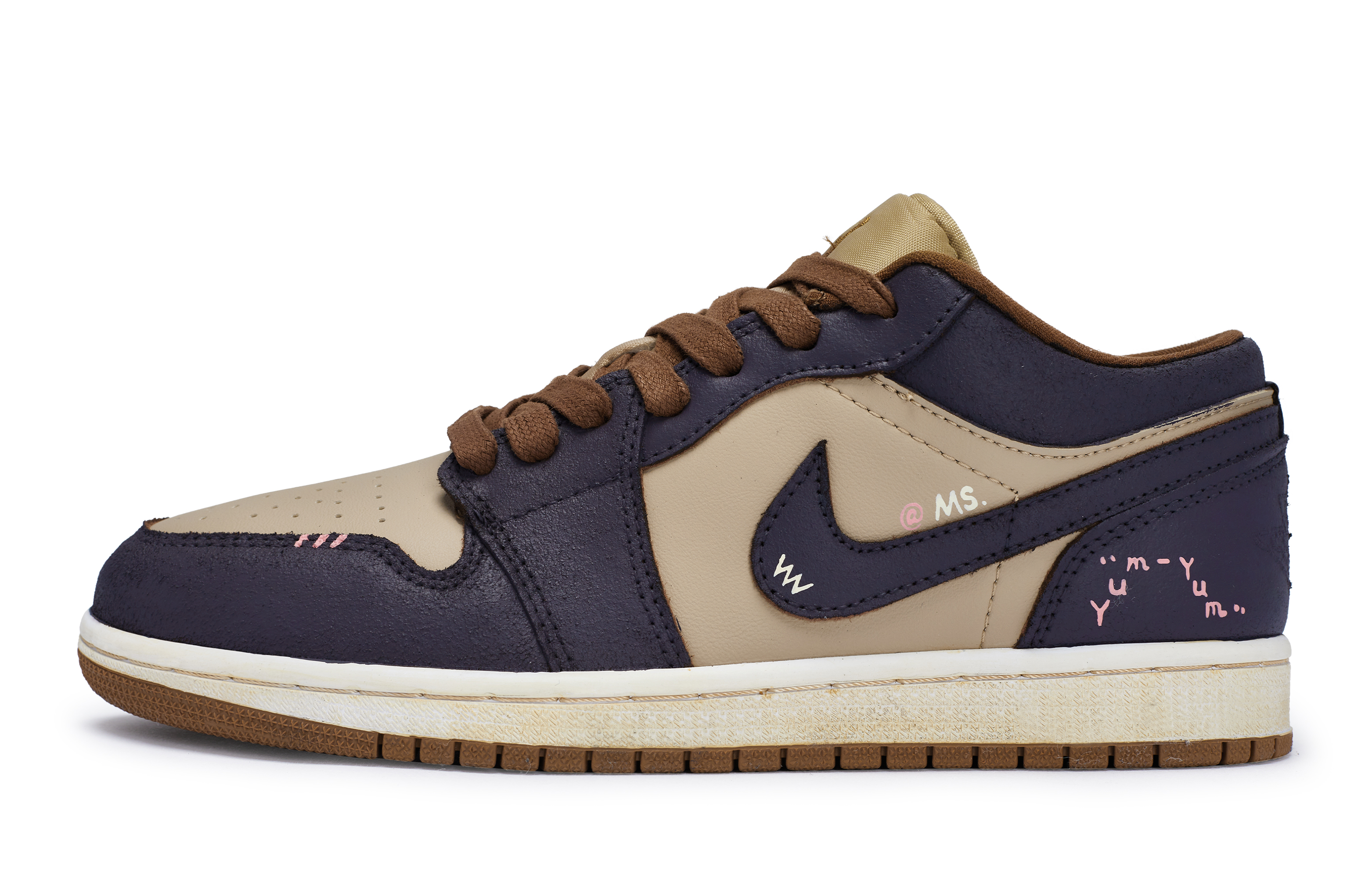Jordan Air Jordan 1 811 Manufacturing, Purple Sweet Potato Caramel, Special Shoe Box Cushioning Slip Resistant