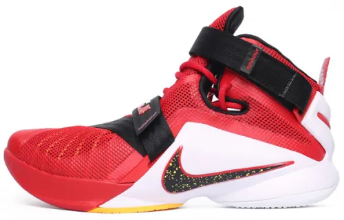 Nike Zoom soldier 9 LeBron EP James soldier 9 round toe lace-up fabric synthetic leather shock-absorbing non-slip wear-resistant lightweight high-top practical basketball shoes men's black red domestic version