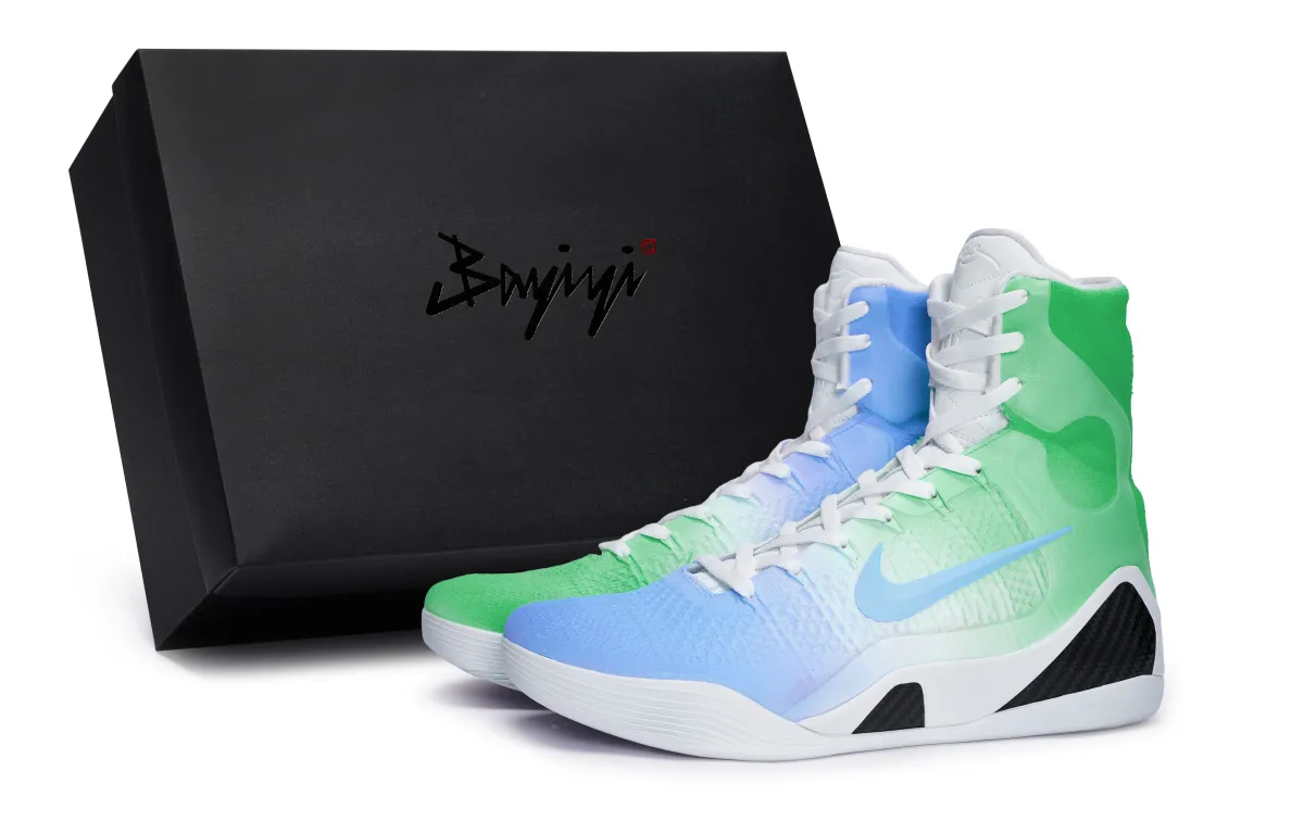 Nike Kobe 9 Slip Resistant Slip Resistant High top Basketball Shoes Unisex White Black Blue Green
