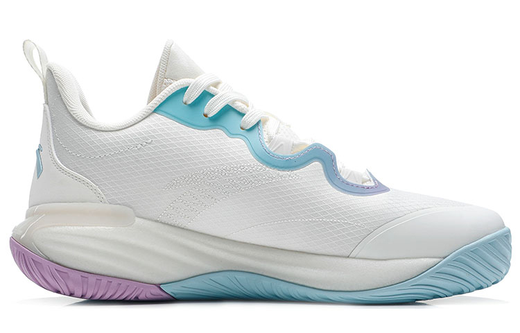 Anta Fabric Cushioning Slip Resistant Abrasion Resistant Low top Basketball Shoes Men’s White Purple Blue