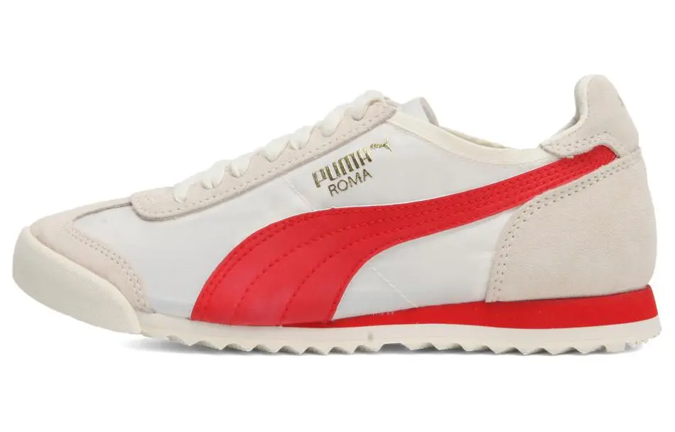 PUMA Roma Og Nylon Comfortable Low top Training Shoes Unisex Beige Red