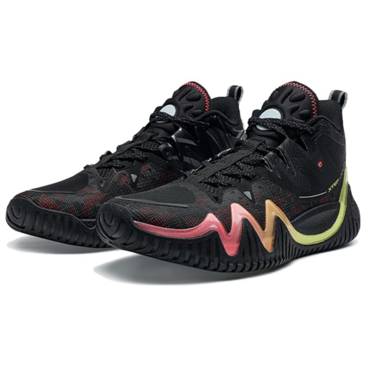 XTEP Abrasion Resistant Rebound High top Basketball Shoes Men’s Black Red Green