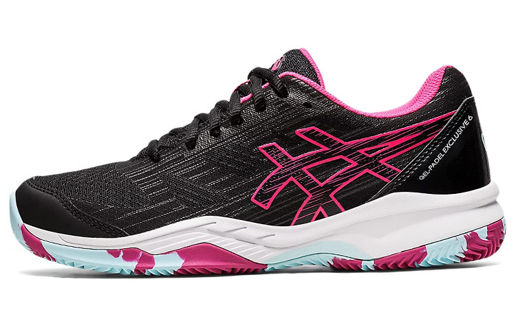 ASICS Gel Padel Exclusive 6 Cushioning Abrasion Resistant Low top Training Shoes Women's Black Rose Fuchsia