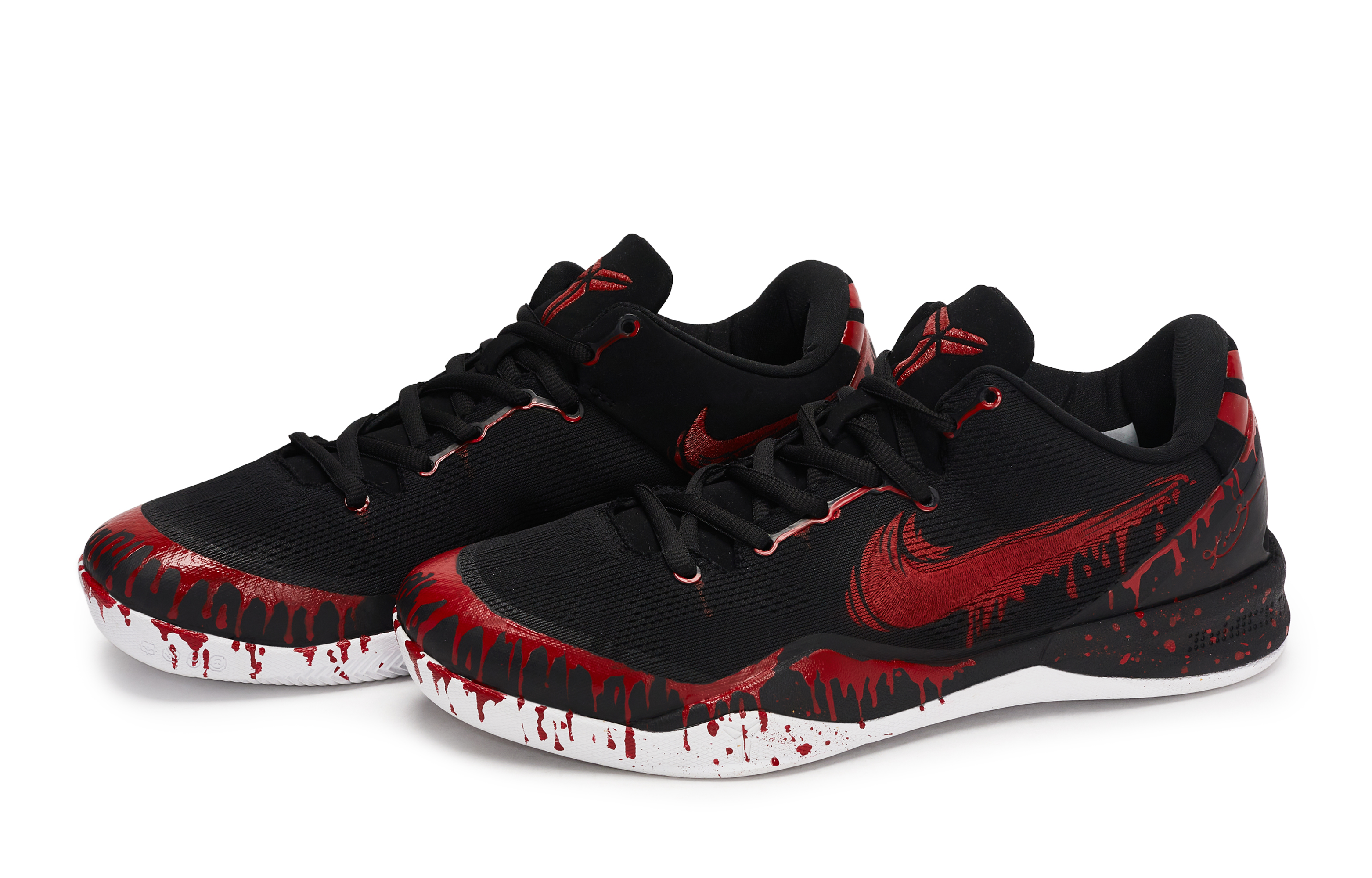 Nike Kobe 8 811 Manufacturing, Black Peak Red Flame, Special Shoe Box Low top Basketball Shoes Unisex Black White Red