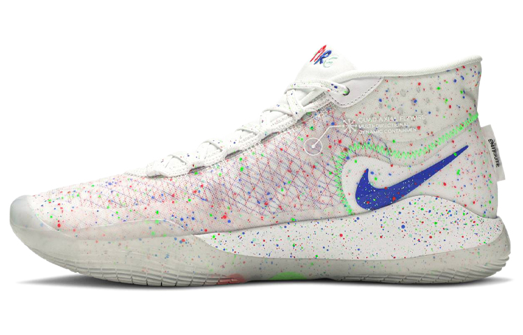 Enspire x Nike KD 12 Durant 12 shock-absorbing, non-slip, wear-resistant mid-top practical basketball shoes, men's white, blue and red