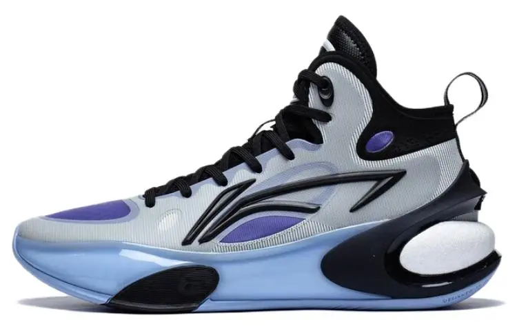 Li Ning YuShuai 17 Comfortable Cushioning Slip Resistant Mid top Basketball Shoes Men's Black Gray