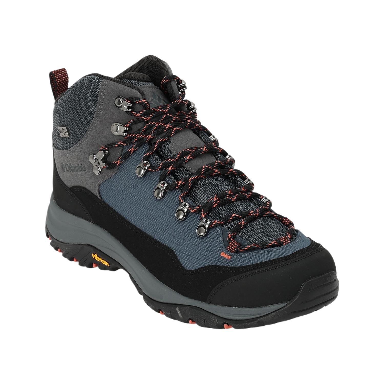 Columbia Steens Abrasion Resistant, Waterproof, And Non Slip Grip Mid top Hiking Mountaineering Shoes Men’s Black Blue