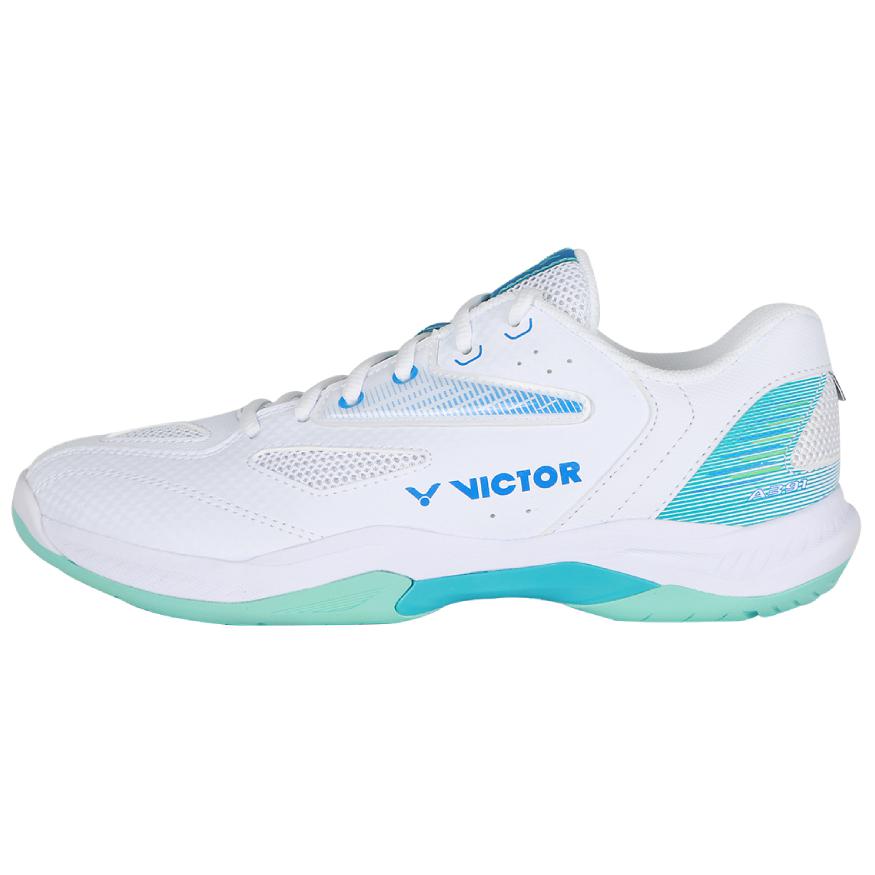 VICTOR Mesh, Synthetic Leather Cushioning Breathable Badminton Shoes Unisex White Blue