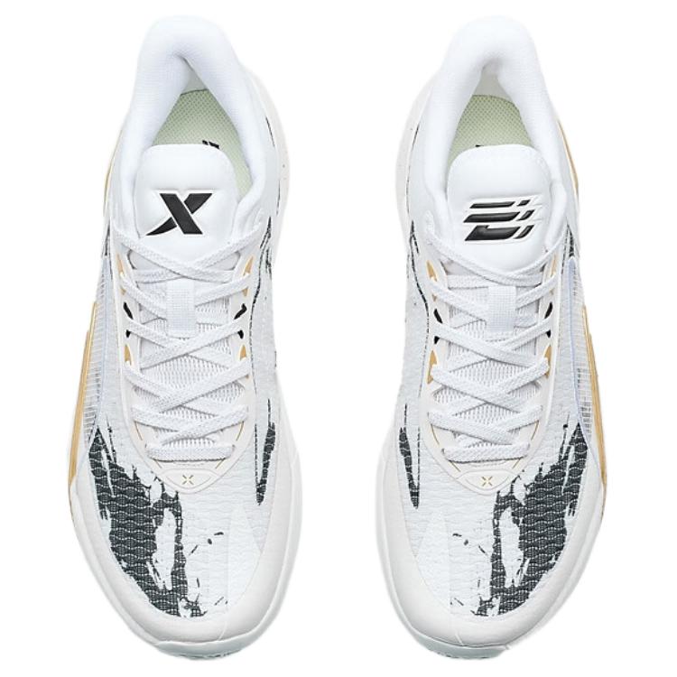 XTEP Cushioning Abrasion Resistant Lightweight Low top Basketball Shoes Men’s White Black