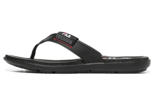 FILA Rubber Sole Slide Slippers Unisex Black Korean Style