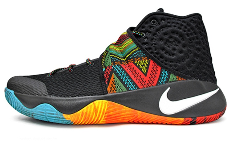 Nike Kyrie 2 BHM Black Moon OG model round toe lace-up fabric non-slip lightweight mid-top practical basketball shoes men's black 2016