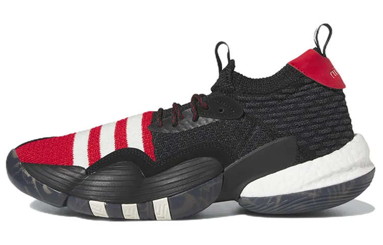 Adidas Trae Young 2.0 Cushioning Slip Resistant Abrasion Resistant Low top Basketball Shoes Men's Black Red
