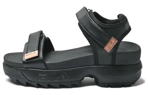 FILA Disruptor Wedge Slip Resistant Abrasion Resistant Beach Sandals Women's Black
