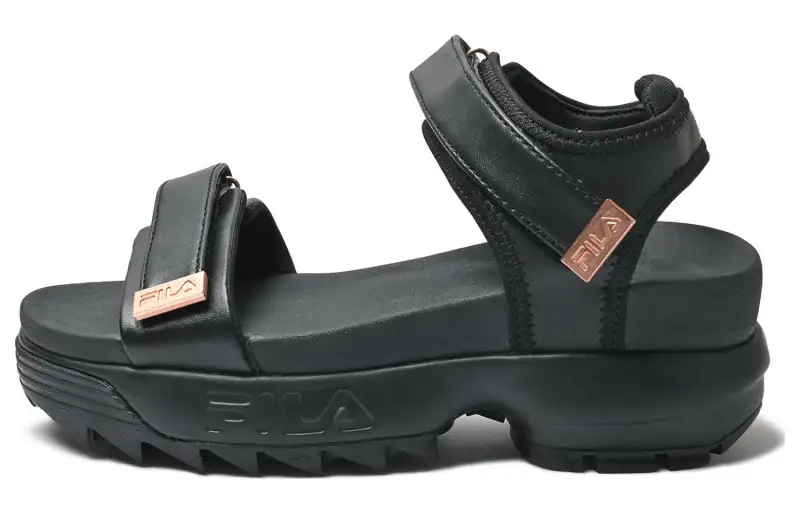 FILA Disruptor Wedge Slip Resistant Abrasion Resistant Beach Sandals Women's Black