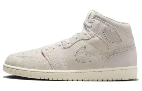 Jordan Air Jordan 1 MID suede wear-resistant breathable mid-top retro basketball shoes men's beige