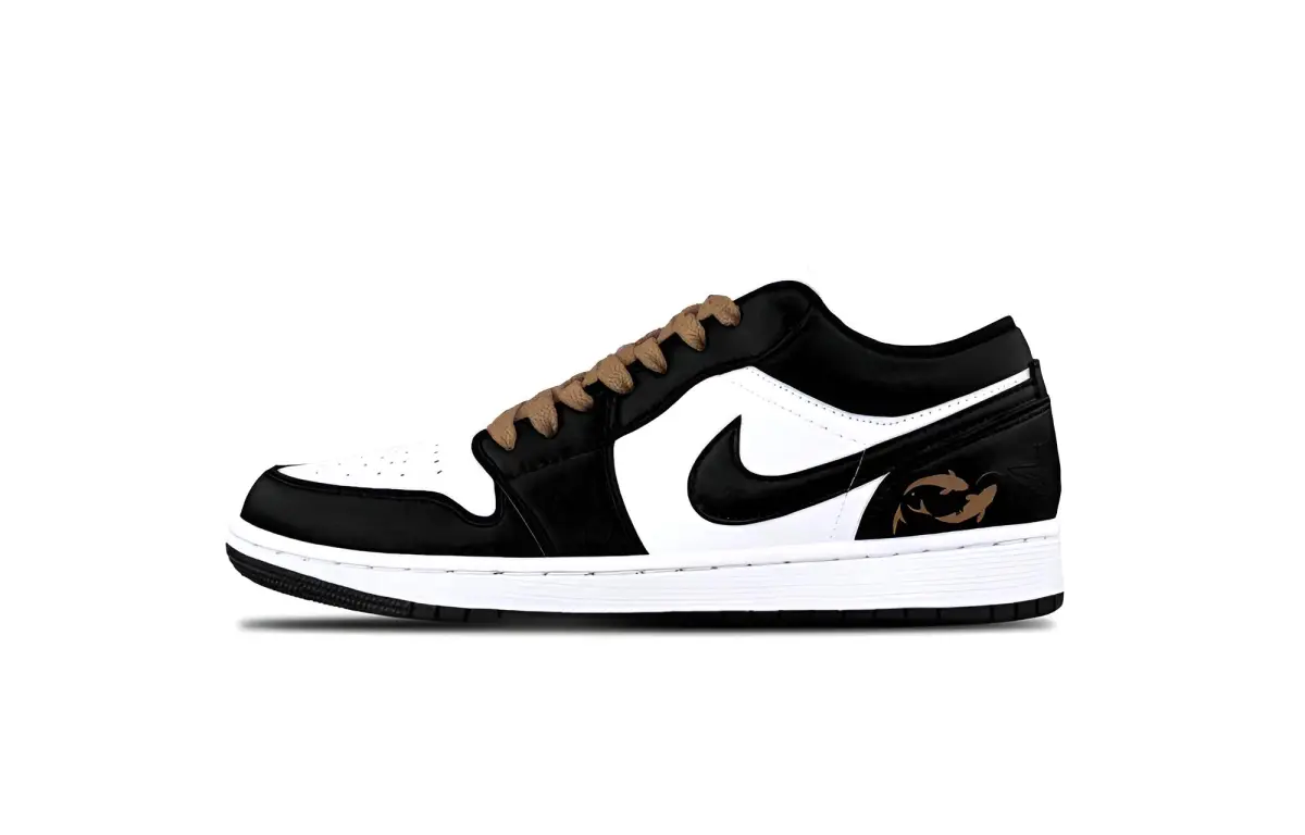 Jordan Air Jordan 1 Brown Warrior Cushioning, Wear Resistant Low top Vintage Basketball Shoes Unisex Black White