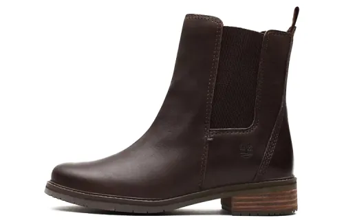 Timberland Abrasion Resistant Short Chelsea Boots Medium Heel Women's Dark Brown